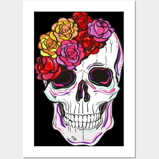 Skull Floral Posters and Art